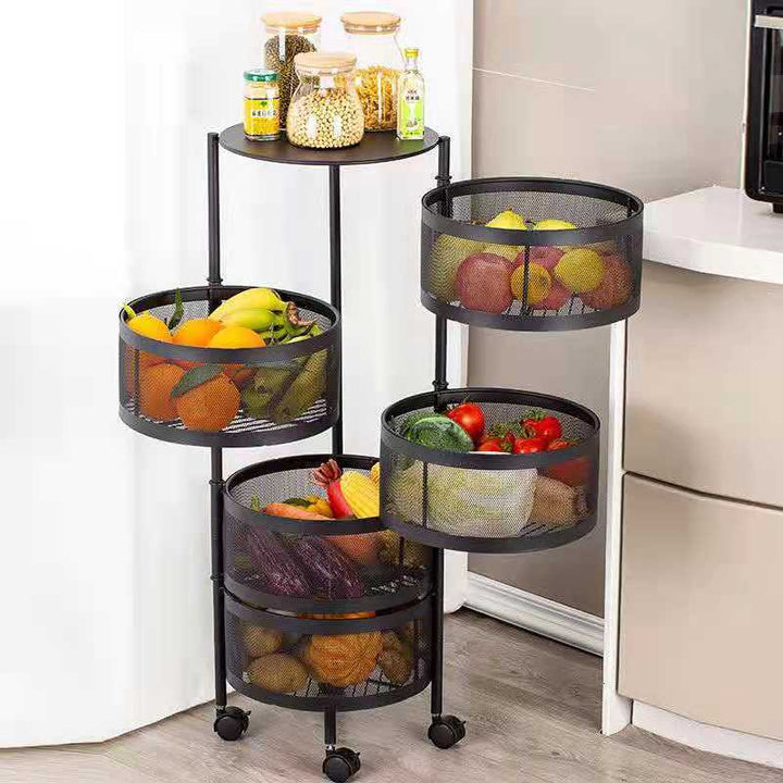 Round Rotating Fruit and Vegetable Rack – Stylish Storage Solution!