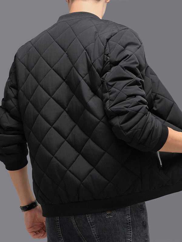 Fashion Rhombic-sewing Design Winter Thickened Jacket for Men