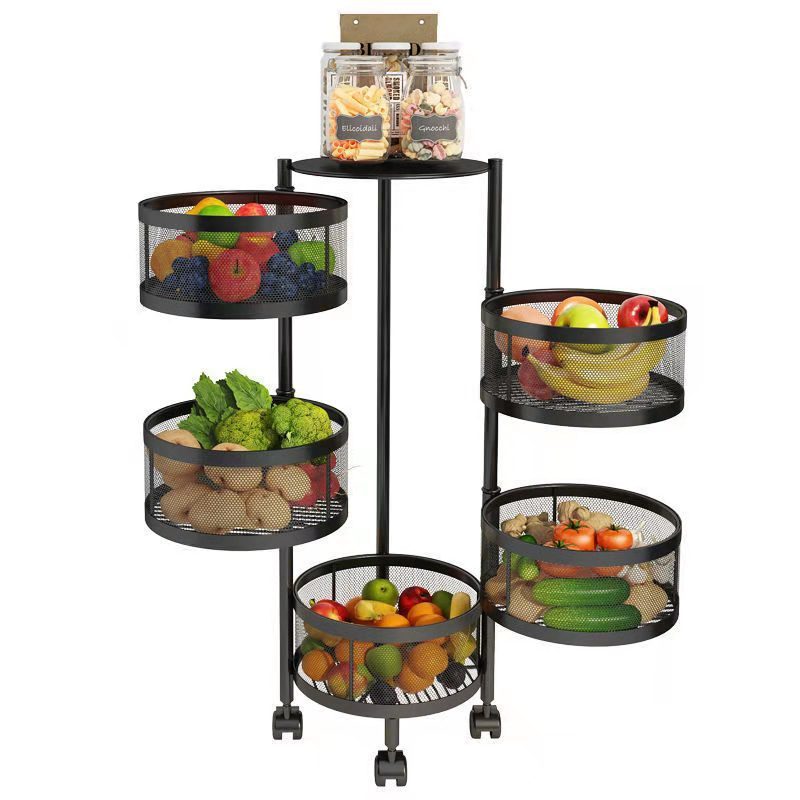 Round Rotating Fruit and Vegetable Rack – Stylish Storage Solution!