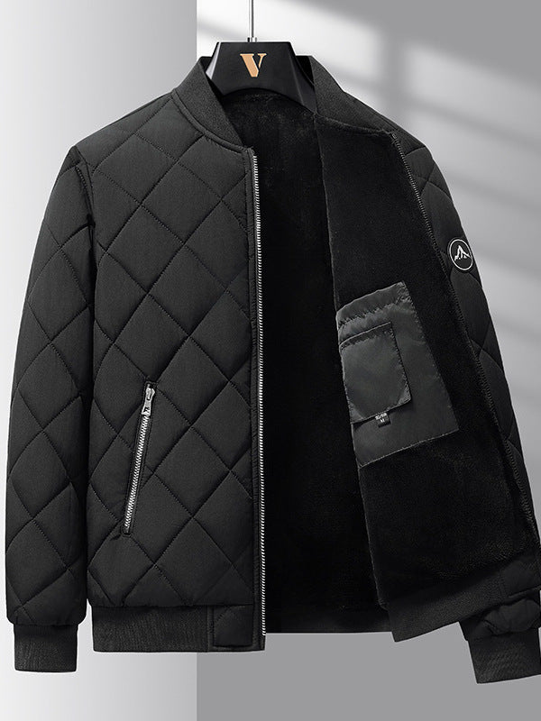 Fashion Rhombic-sewing Design Winter Thickened Jacket for Men