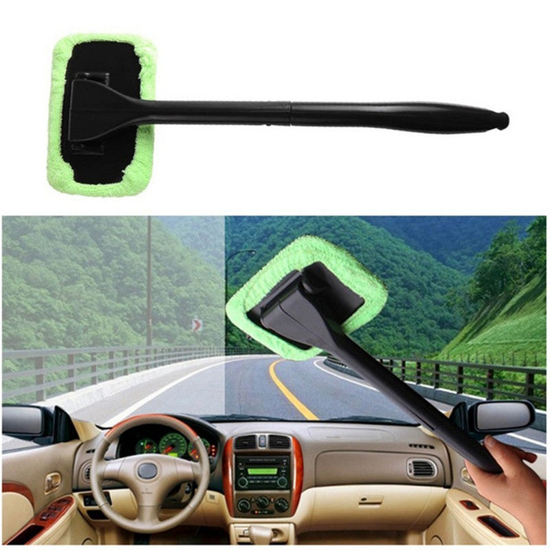 Car Window Windshield Wiper Microfiber Cloth – Long Handle Auto Cleaner Brush