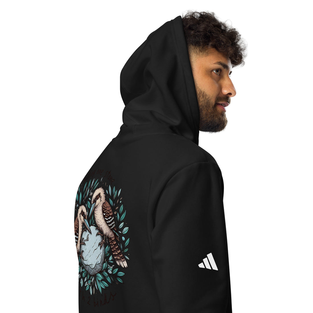 Adidas Fleece Hoodie Killing One Stone With 2 Birds Pattern