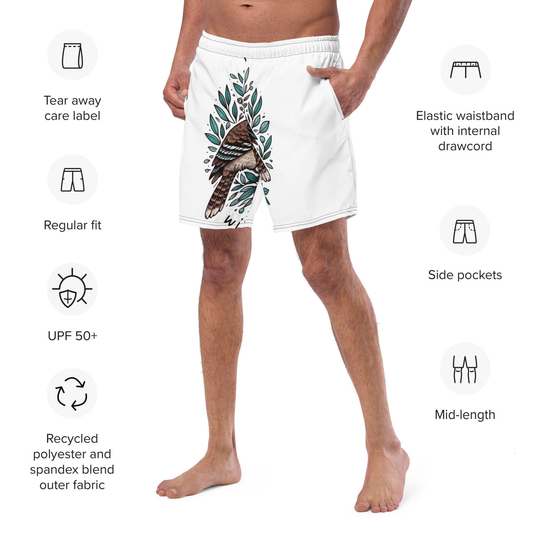 Killing One Stone With 2 Birds All-Over Print Recycled Swim Trunks