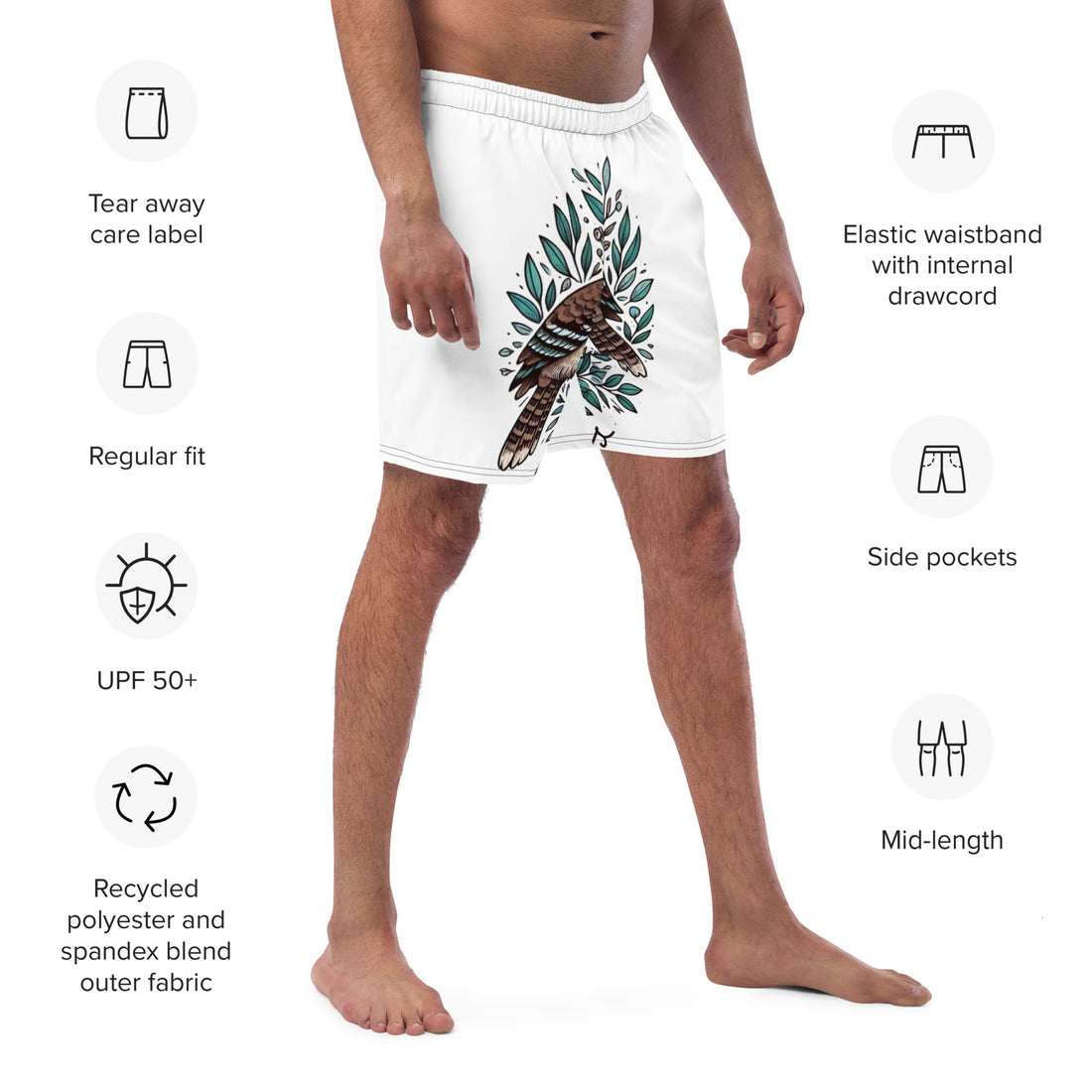 Killing One Stone With 2 Birds All-Over Print Recycled Swim Trunks