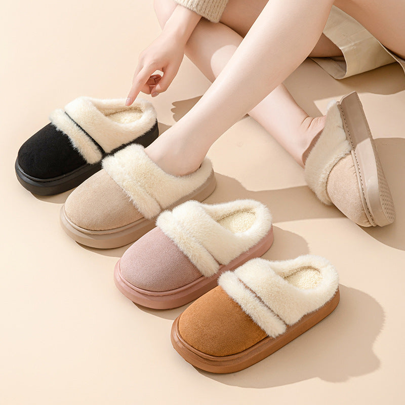 Fashion Warm Cotton Slippers For Women Leisure Thick Bottom Non-slip