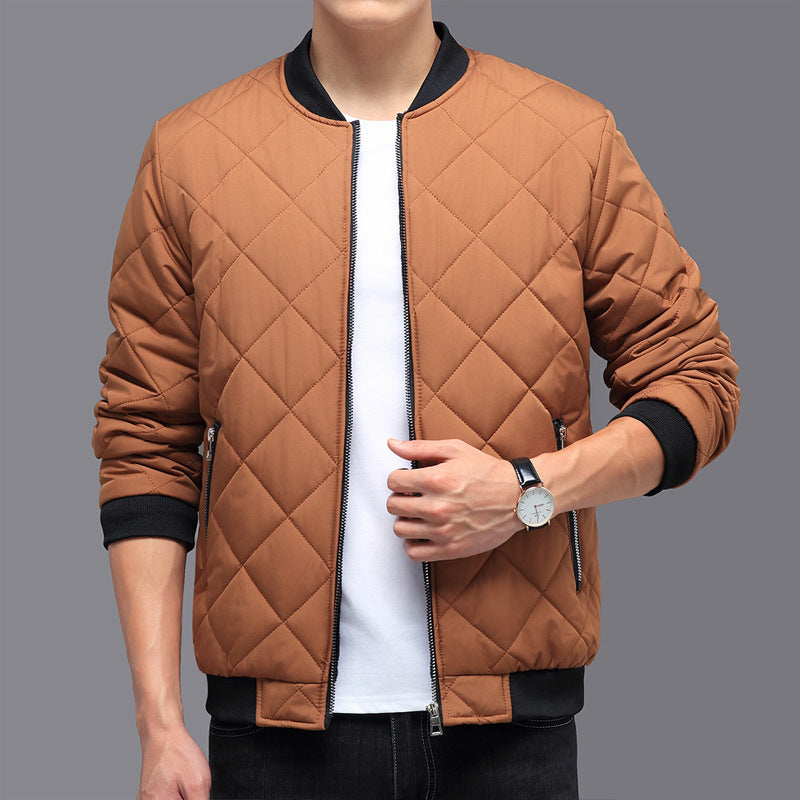 Fashion Rhombic-sewing Design Winter Thickened Jacket for Men