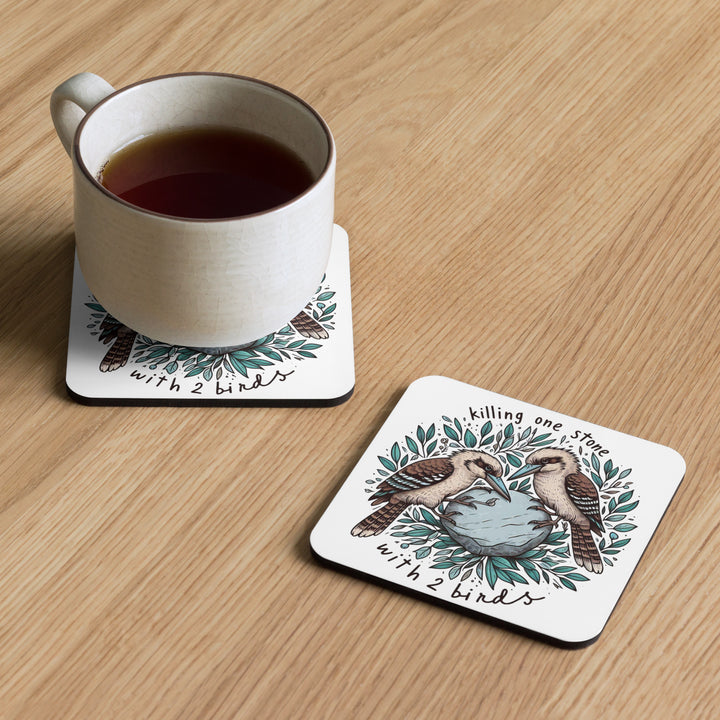 Killing One Stone With 2 Birds Cork-back Coaster