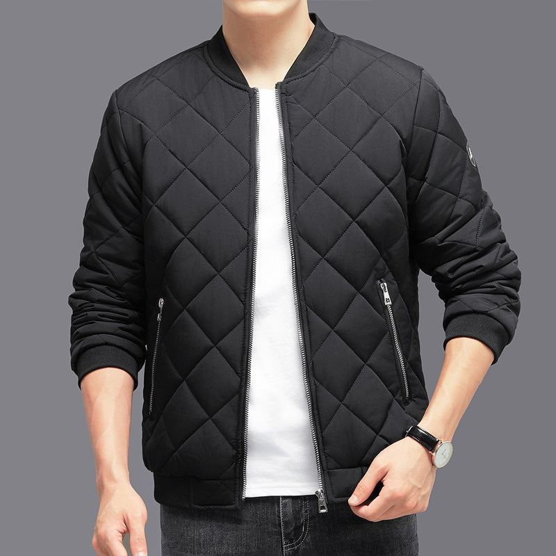 Fashion Rhombic-sewing Design Winter Thickened Jacket for Men