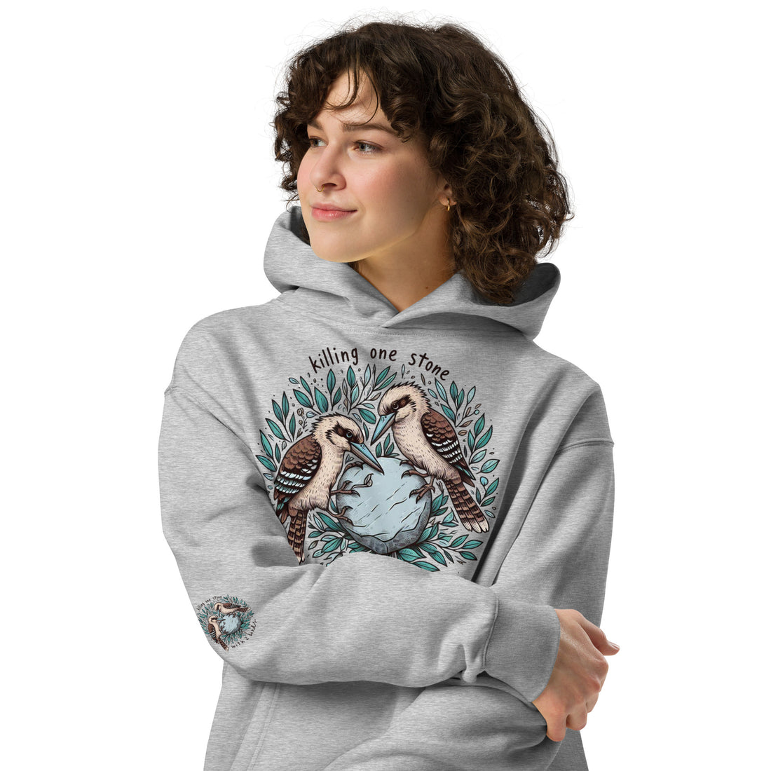 Killing One Stone With 2 Birds Unisex Oversized Hoodie